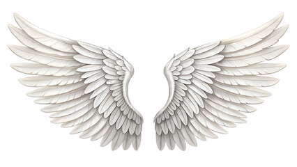 Fototapeta premium Pair of realistic white feathered angel wings on black background white wings feathered wings