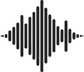 A simple black silhouette of an audio wave icon on white background