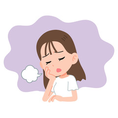 ため息をつく女性　上半身