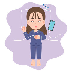 夜中に目が覚める　女性　全身