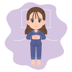 寝付けない女性　全身