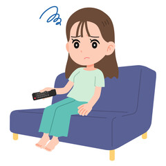 テレビに集中できない女性