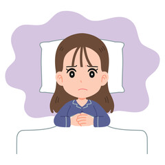 寝付けない女性　上半身