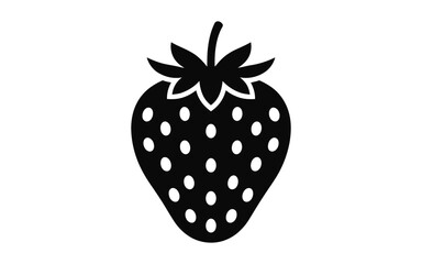 Bold Strawberry Silhouette — White Background Fruit Icon