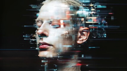 AI glitch portrait with neon streaks and digital noise—an edgy cyber aesthetic that screams future tech, identity, and surveillance, built for trailers, music visuals, and boundary‑pushing campaigns. - Powered by Adobe