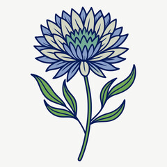 cornflower line art on white background
