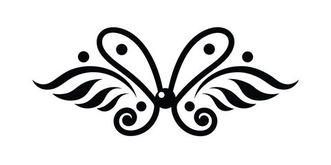 Ornamental flourish shaped like wings vector silhouette 