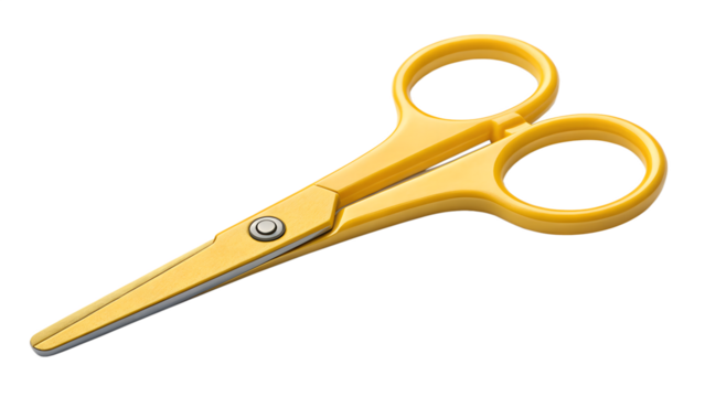 Bright Yellow Safety Scissors with Plastic Blades, Isolated