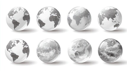 Obraz premium Global Spheres: a collection of pristine global spheres, each representing a unique perspective of planet earth, its continents and cloud formations.