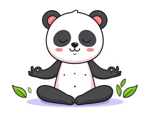 Naklejka premium Peaceful Panda Meditating in Zen Pose.