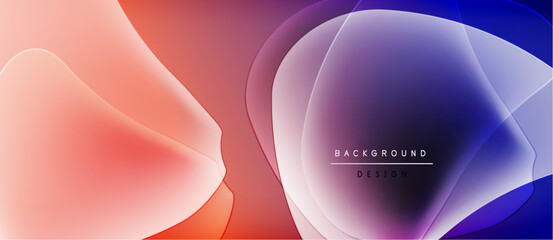 Abstract fluid shapes blend, creating vibrant color gradients. Design features text background design over purple area. Smooth transitions dominate composition.