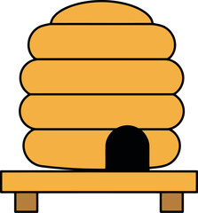 Golden beehive rustic wood stand summer apiary honey production vector