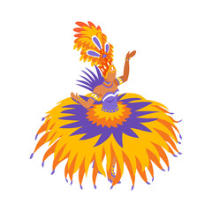 Carnival Dancer in Vibrant Feathered Costume.