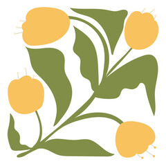 Vintage Floral Tile Illustration