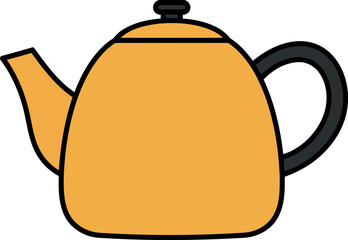 Yellow kettle icon modern flat design kitchenware object vector