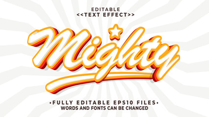 editable 3d white orange mighty text effect
