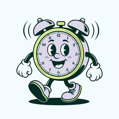 Cute Alarm Clock Mascot Vector Illustration – Funny Cartoon Time Character Design
