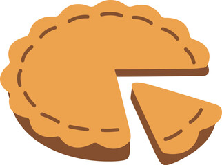 Delicious golden pie slice cut ready to serve sweet dessert vector