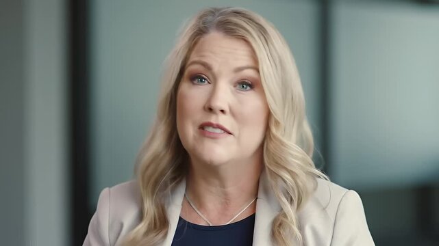 Businesswoman Speaking Directly to Camera Professional Corporate Woman Talking About Strategy and Success