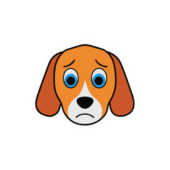 Sad Dog Face Crying Expression Vector