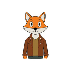 Fox in Leather Jacket Stylish Vector