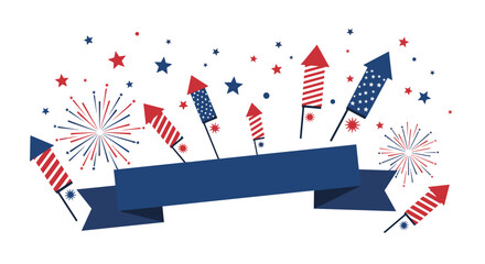 Obraz premium Celebrate Independence Day with a dazzling display of patriotic fireworks and festive banners for your special events.