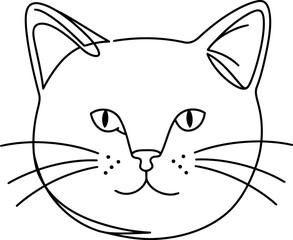 Minimalist cat face sketch hand drawn line art simple pet portrait vector