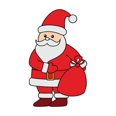 Santa Claus Holding Gift Bag Cartoon Vector