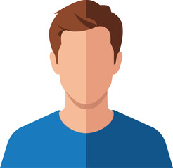 Modern flat avatar man blue shirt simple minimalist profile icon vector