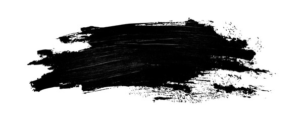 Messy Black Brush Stroke With Grunge Aesthetic And Rough Edges Isolated on a Transparent or White Background.