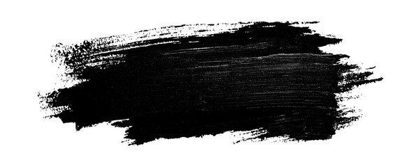 Abstract Black Grunge Brush Stroke With Rough Organic Edges Isolated on a Transparent or White Background