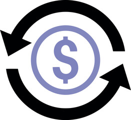 Money exchange icon dollar coin circular arrows finance symbol vector