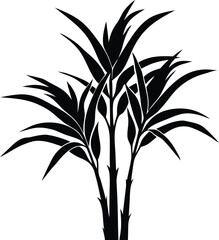 Sugarcane silhouette vector with detailed stalks and leaves
