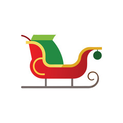 Christmas Sleigh Icon | Flat Holiday Symbol with Santa’s Sleigh