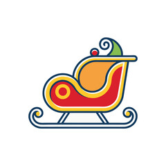 Christmas Sleigh Icon | Flat Holiday Symbol with Santa’s Sleigh