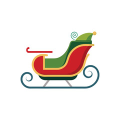Christmas Sleigh Icon | Flat Holiday Symbol with Santa’s Sleigh