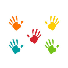 Colorful Handprints on White Background 7.