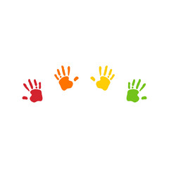 Colorful Handprints on White Background 8.