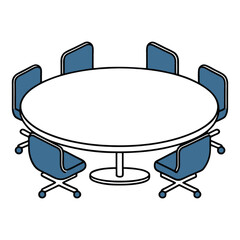 Boardroom meeting table and chairs for corporate discussions and presentations icon 