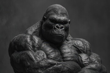 Gorilla Muscle. Ape Builder: Muscular Gorilla Sculpture in Gym