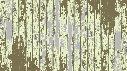 Abstract digital illustration of a weathered wooden surface, featuring vertical planks with peeling paint and a distressed texture