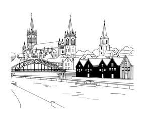 Naklejka premium Trondheim City Line Art