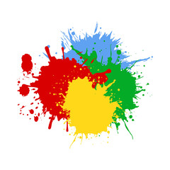 Colorful Paint Splashes on White Background.