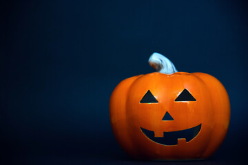 Jack-o'-lantern on blue background, Halloween banner