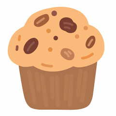Muffin Illustration in Cute Flat Style for Bakery Design