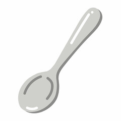 Silver Spoon in Flat Illustration Style for Kitchen and Dining