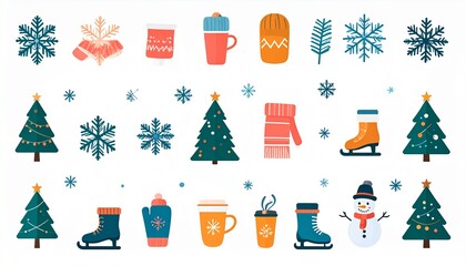 Flat Minimal Vector Winter Icon Set
