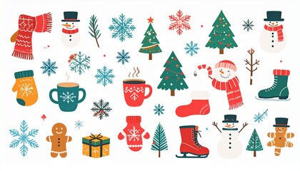Flat Minimal Vector Winter Icon Set
