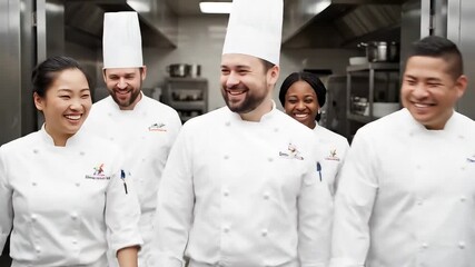 Culinary Team in Kitchen - A Diverse Group of Chefs.