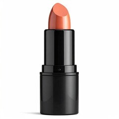 Obraz premium Peach lipstick in black case, cosmetic makeup product